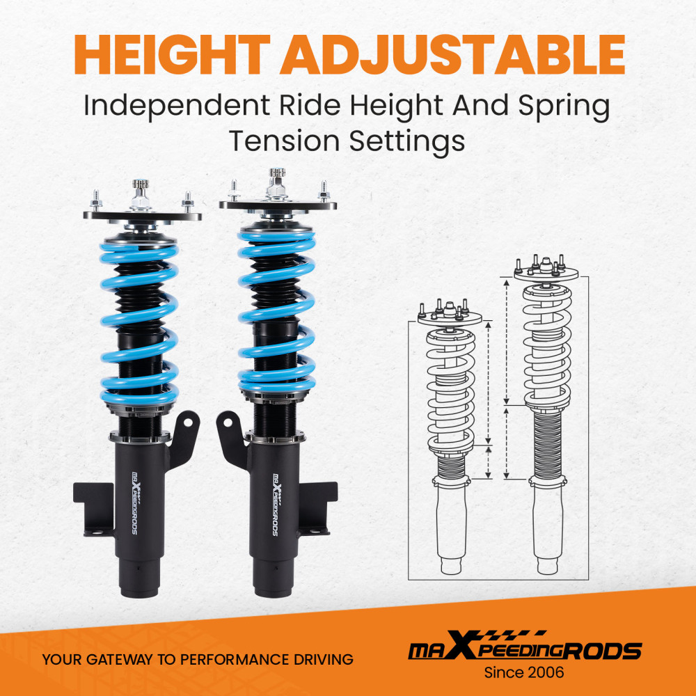 MaXpeedingrods Coilovers compatible for Mazda 3 2004-2013 Adjustable Height Shock Struts Lowering Kit