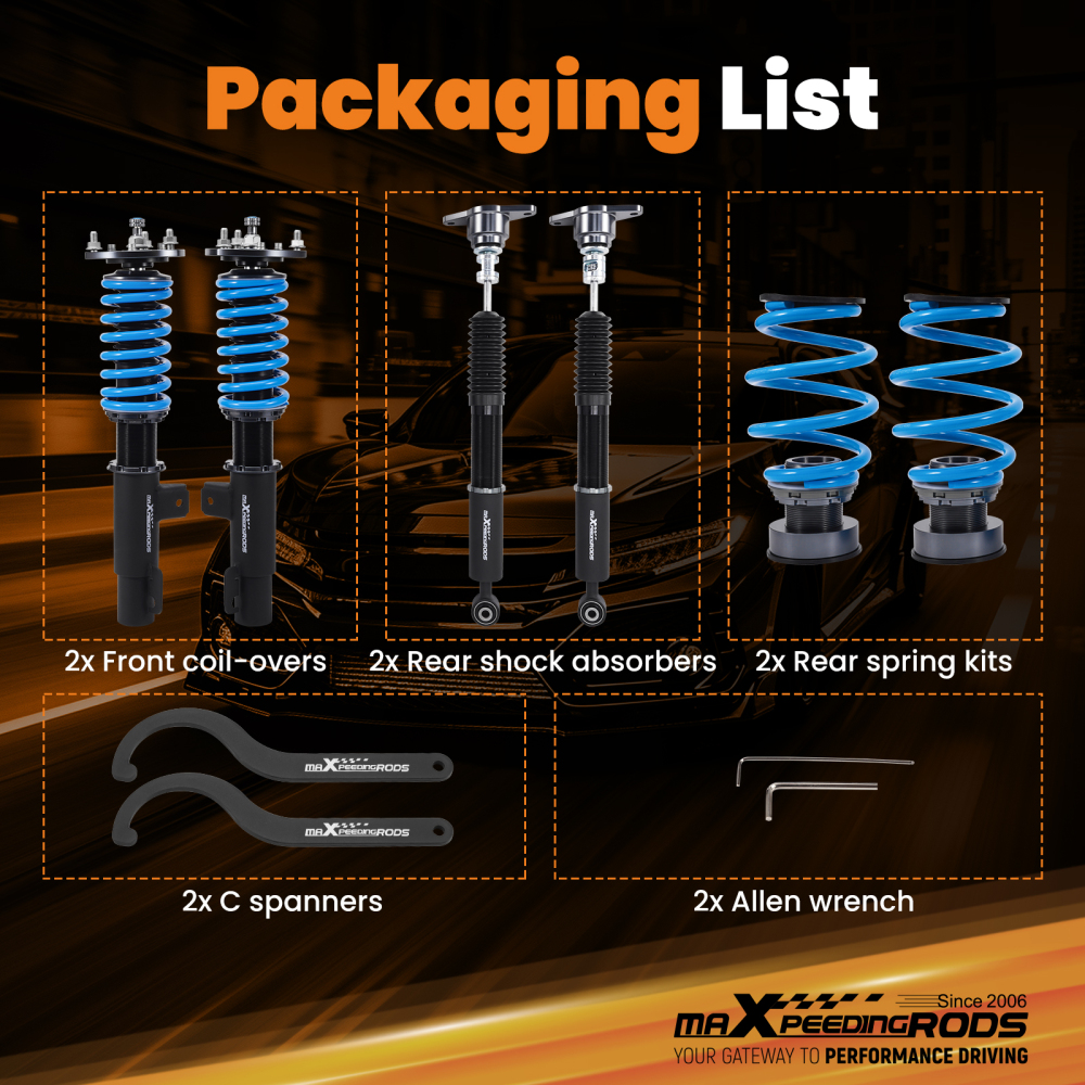 MaXpeedingrods T6 Coilovers 24 Way Damper Struts Kit compatible for Mazda 3 2019-2022 (BP)