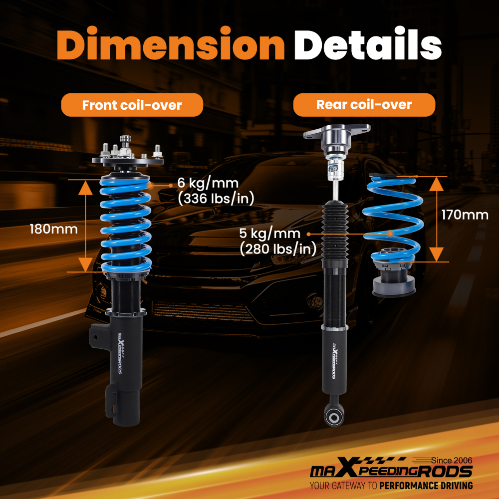 MaXpeedingrods T6 Coilovers 24 Way Damper Struts Kit compatible for Mazda 3 2019-2022 (BP)