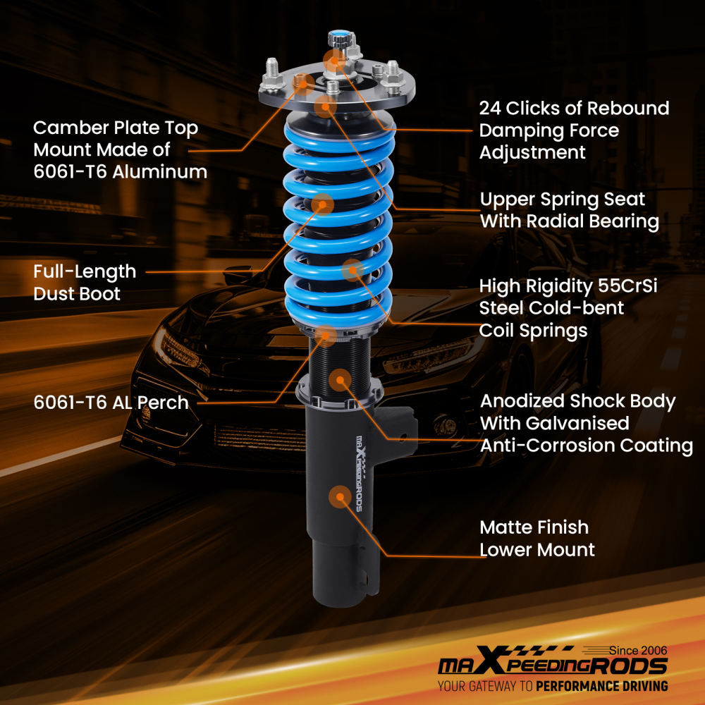 MaXpeedingrods T6 Coilovers 24 Way Damper Struts Kit compatible for Mazda 3 2019-2022 (BP)
