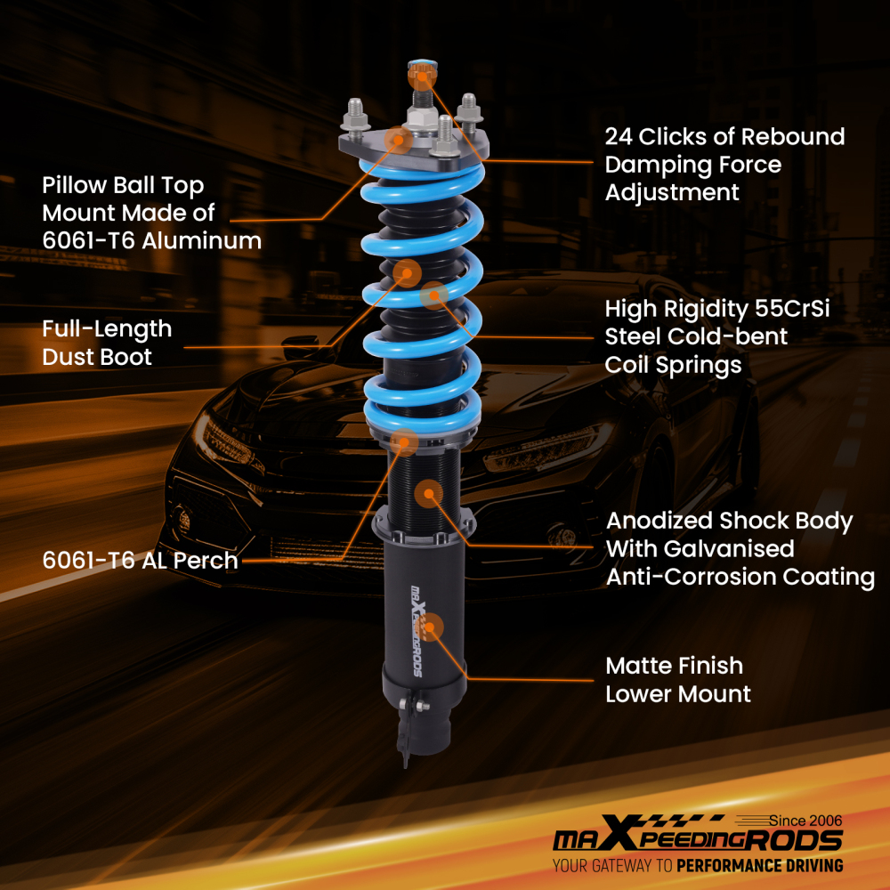 MaXpeedingrods T6 Coilovers 24 Way Damper Suspension Kit compatible for Mazda 6 (GH) 09-13