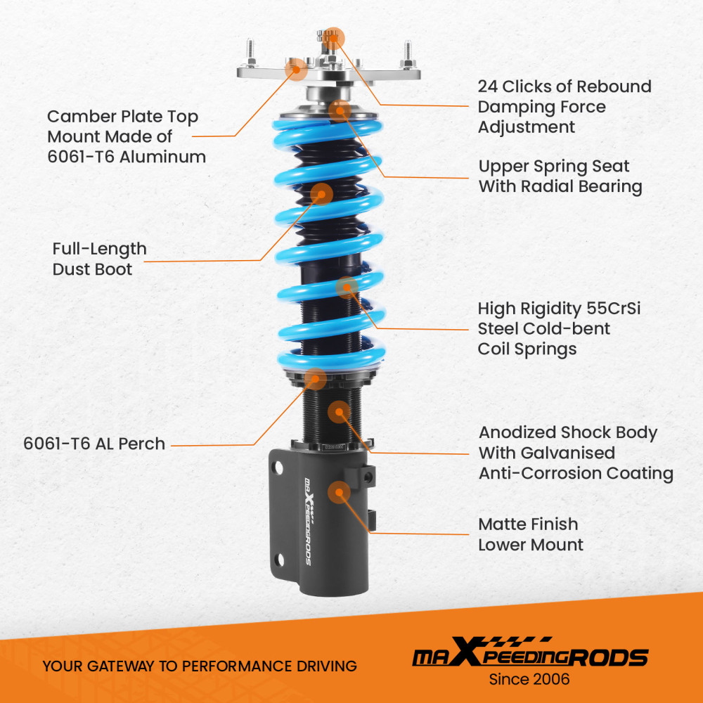 Coilover Struts compatible for Mazda RX7 FC FC3S 86-91 Coilovers 24 ways adjustable Damper Lowering Kit
