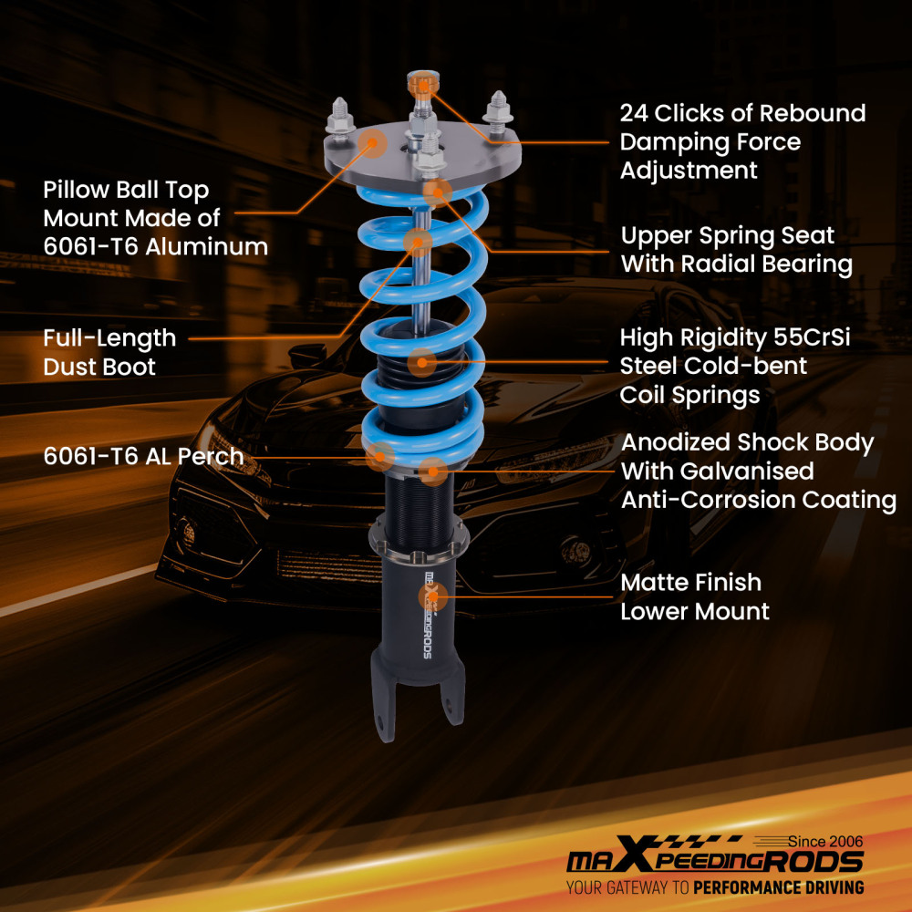 MaXpeedingrods T6 Coilovers Lowering Suspension compatible for Mazda MX-5 Miata NC 06-15