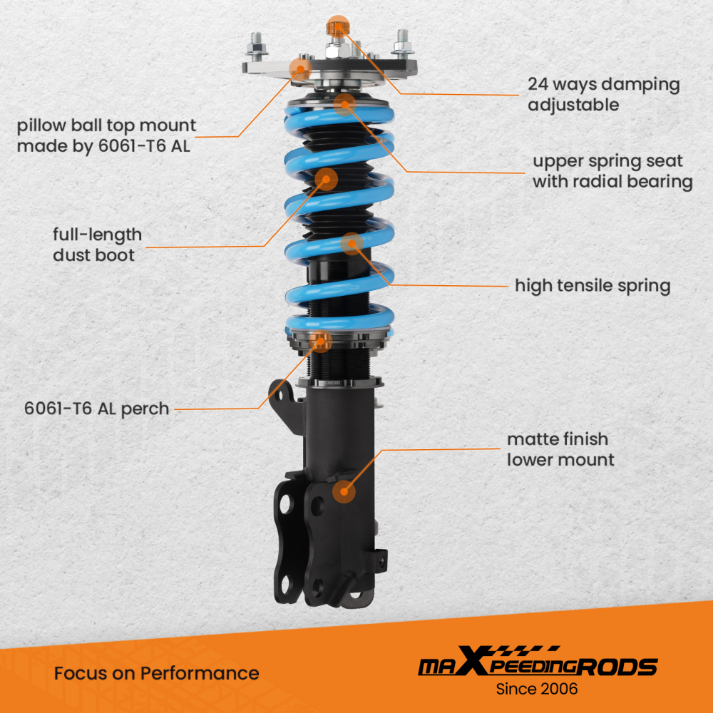 MaXpeedingrods 24-WAY Coilover Lowering Kits Compatible For Mitsubishi Eclipse 2000-2005