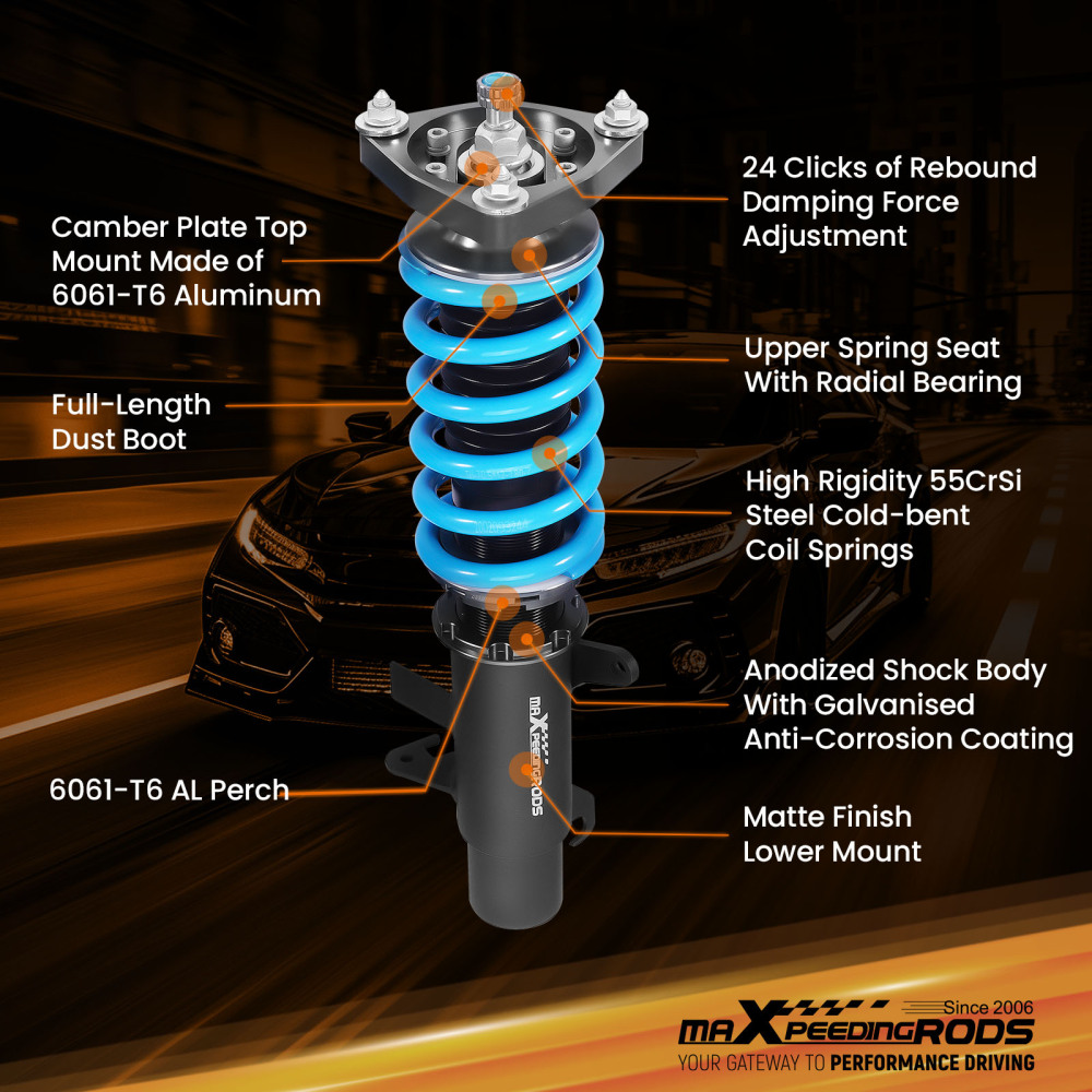 Coilovers Lowering Kit w/ 24 Step Damper Adjustable compatible for Ford Focus 2011-17