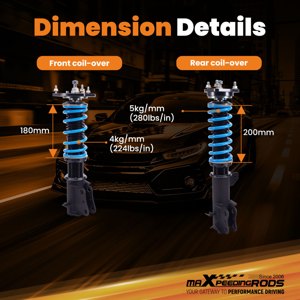 Coilovers compatible for Toyota MR2 ZZW30 2000-2005 Spyder 1.8 16V VT-i