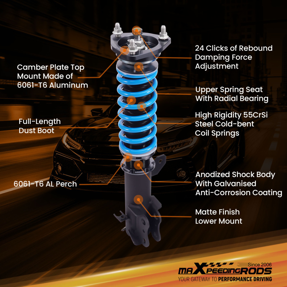 Coilovers compatible for Toyota MR2 ZZW30 2000-2005 Spyder 1.8 16V VT-i