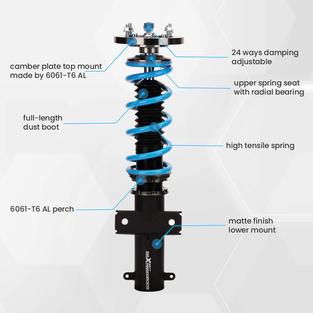 Maxpeedingrods COT6 24 Way Damper Adjustable Coilover Kit compatible for Ford Mustang 05-14 lowering kit
