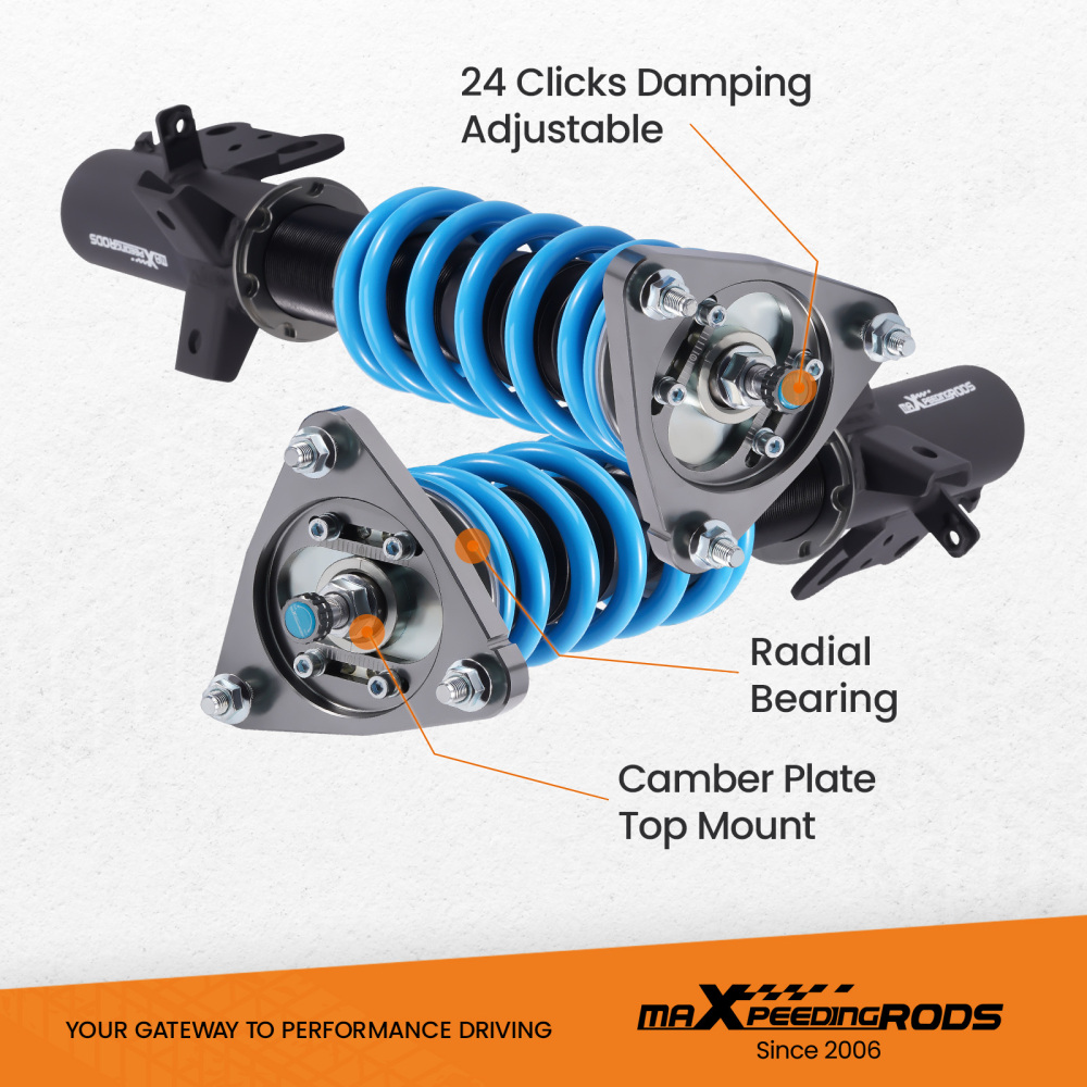 Compatible For Ford Mustang 2015-2023 24 Ways Damper Adjustable Coilovers Shock Springs Kit Lowering Kit
