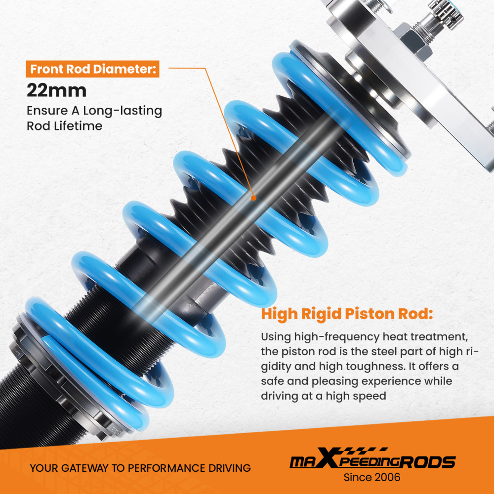 Compatible For Ford Mustang 2015-2023 24 Ways Damper Adjustable Coilovers Shock Springs Kit Lowering Kit