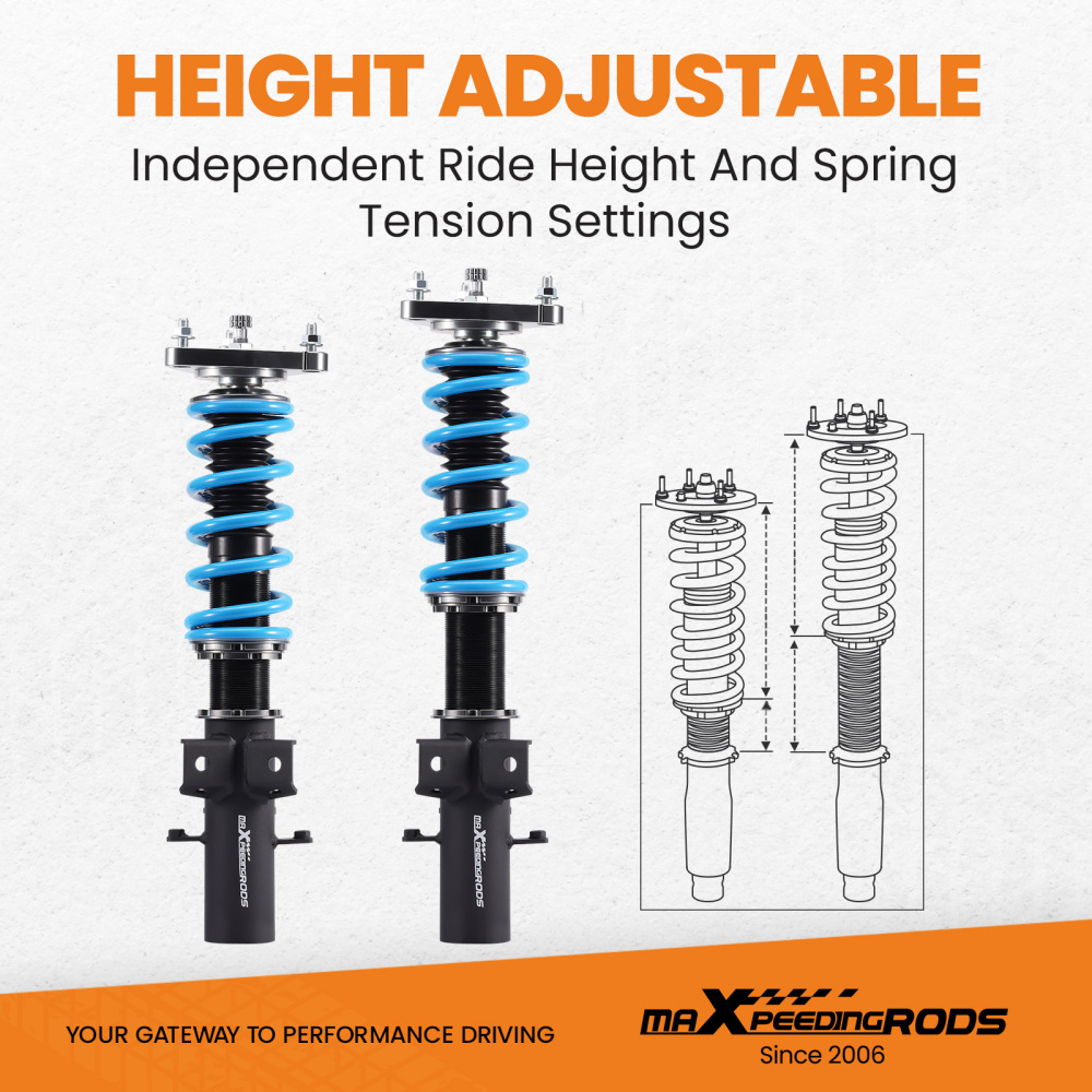 Compatible For Ford Mustang 2015-2023 24 Ways Damper Adjustable Coilovers Shock Springs Kit Lowering Kit