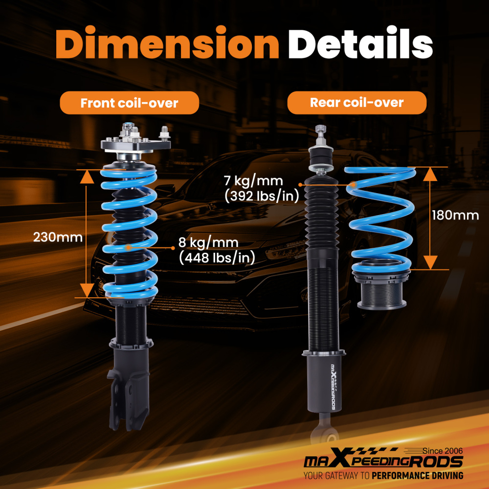24 Ways Damping Adjustable Perfermance Coilover Compatible For Ford Mustang 4th Gen. 1994-2004  Lowering Kit