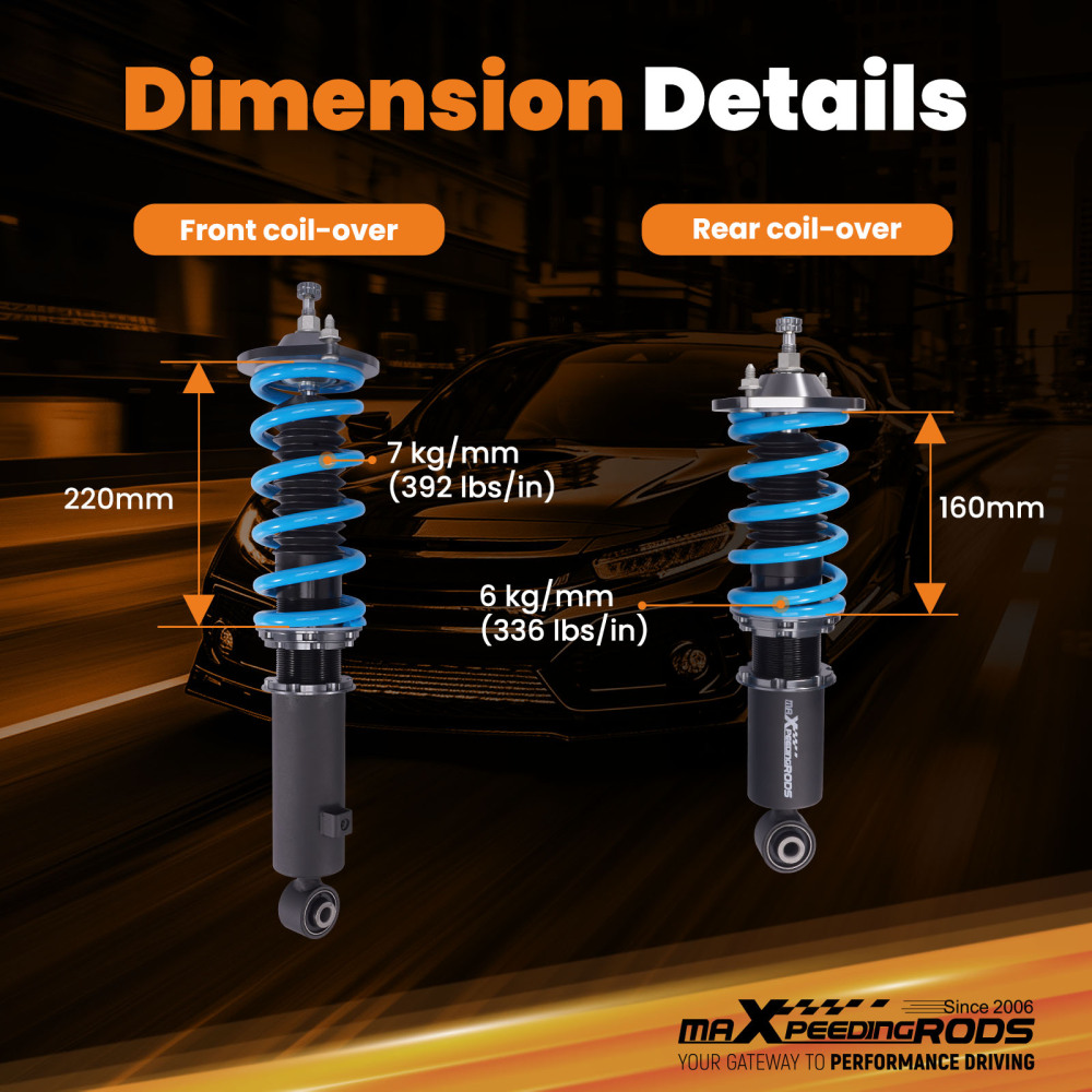 Amortisseurs Combinés Filetés compatible pour Mazda MX-5 NA NB 1989 a 2005 1.6 1.8 Coilovers