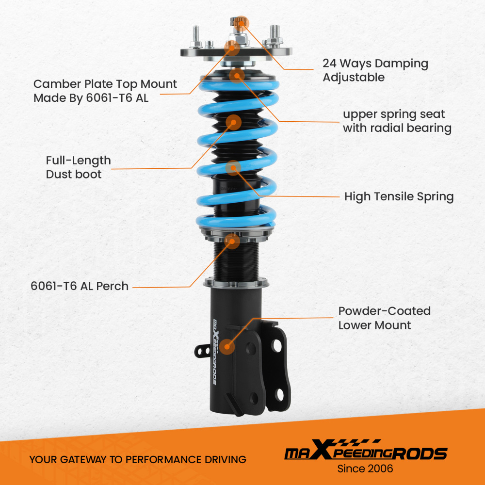 MaXpeedingrods T6 COILOVER 24 WAY DAMPER KIT compatible for DODGE NEON/Compatible for SRT-4 00-05