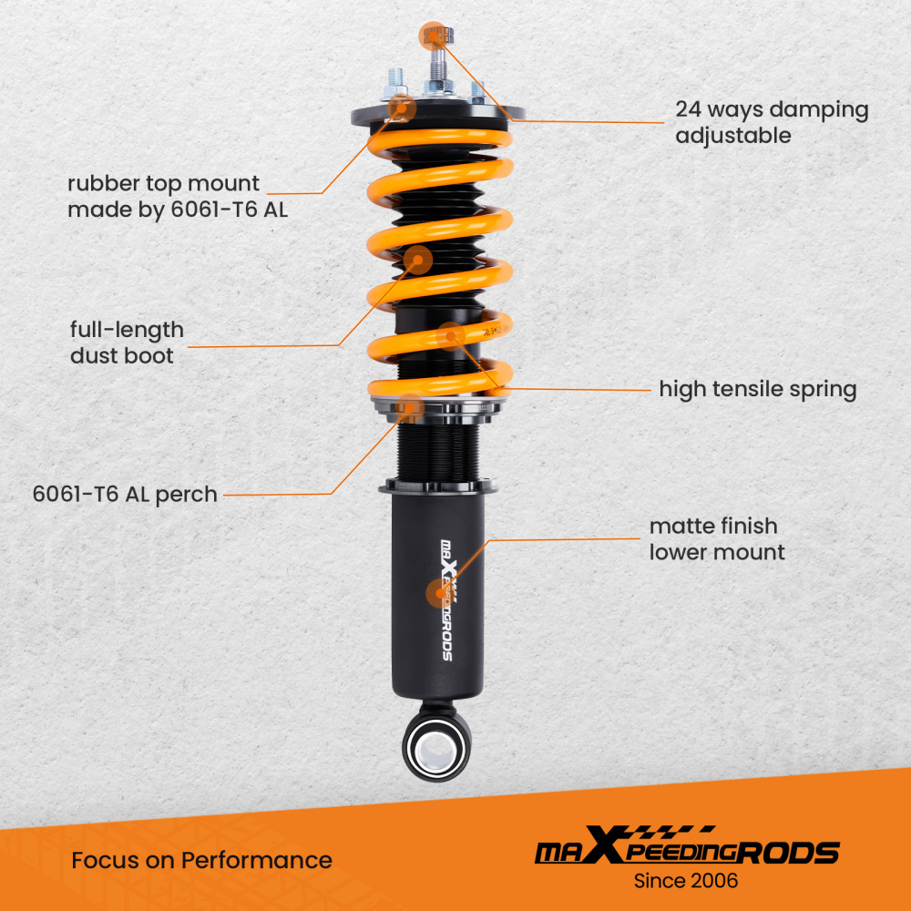 MaXpeedingrods 24 Ways Damper Coilovers compatible for Nissan 300ZX Z32 VG30DE 3.0L V6 RWD Lowering Kit