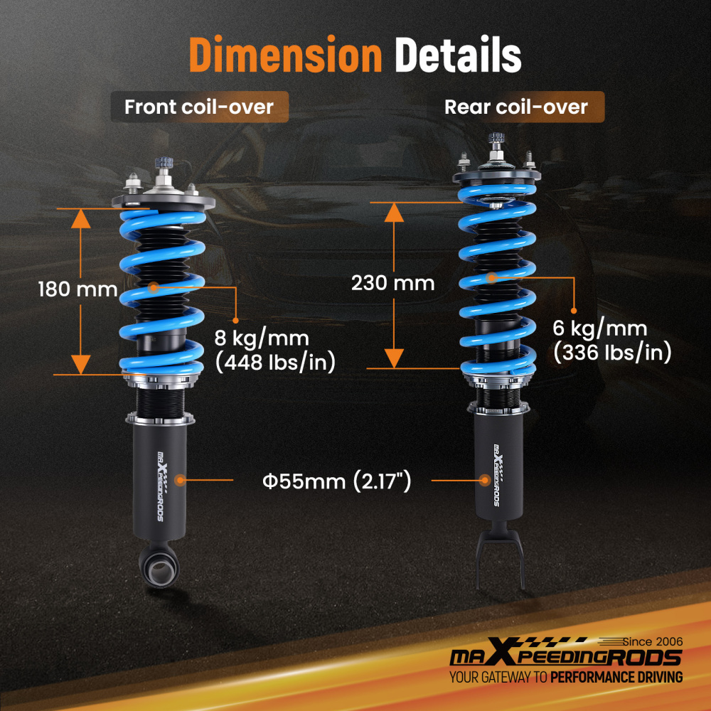Coil Spring Coilovers Shocks Struts compatible for Nissan 300ZX Z32 Suspension Lowering Kit
