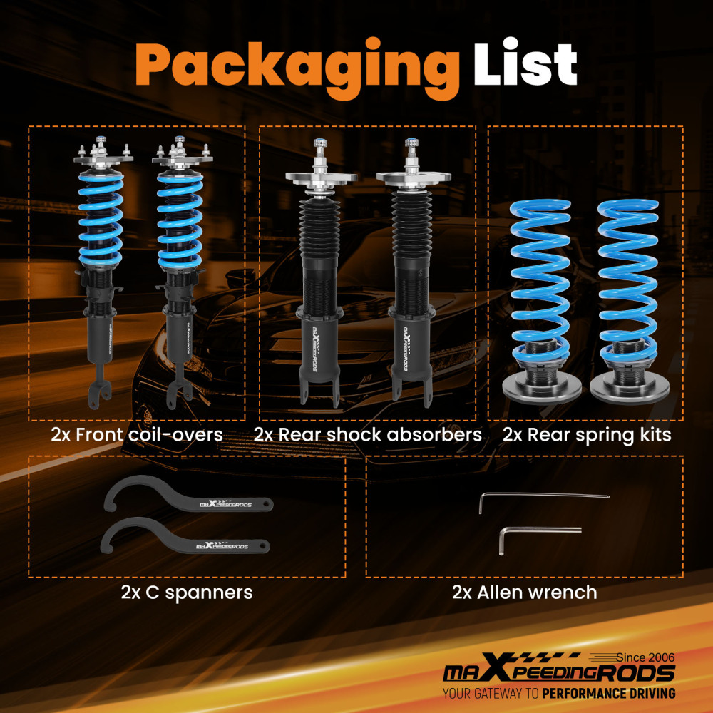 24 Damping Levels Coilovers compatible for Nissan 350Z Coupe Z33 03-08 compatible for Infiniti G35 Sedan Lowering Kit