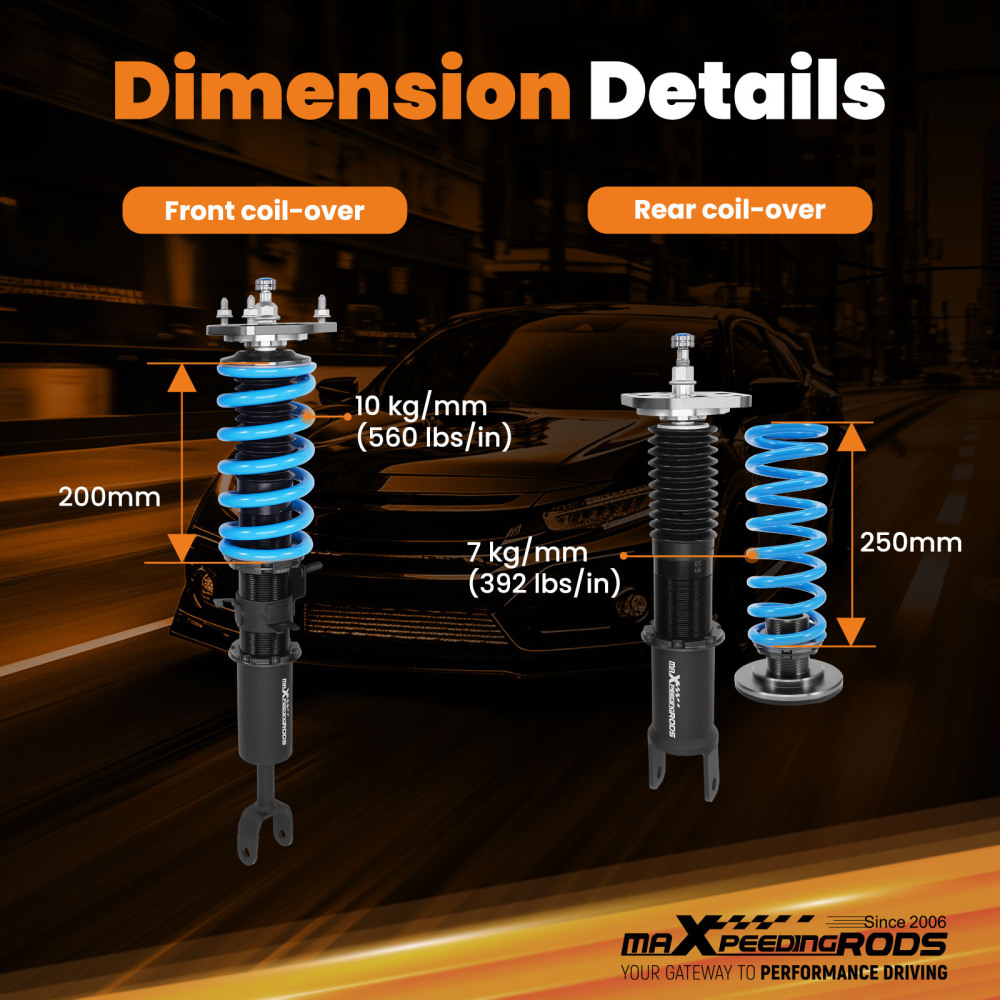 24 Damping Levels Coilovers compatible for Nissan 350Z Coupe Z33 03-08 compatible for Infiniti G35 Sedan Lowering Kit