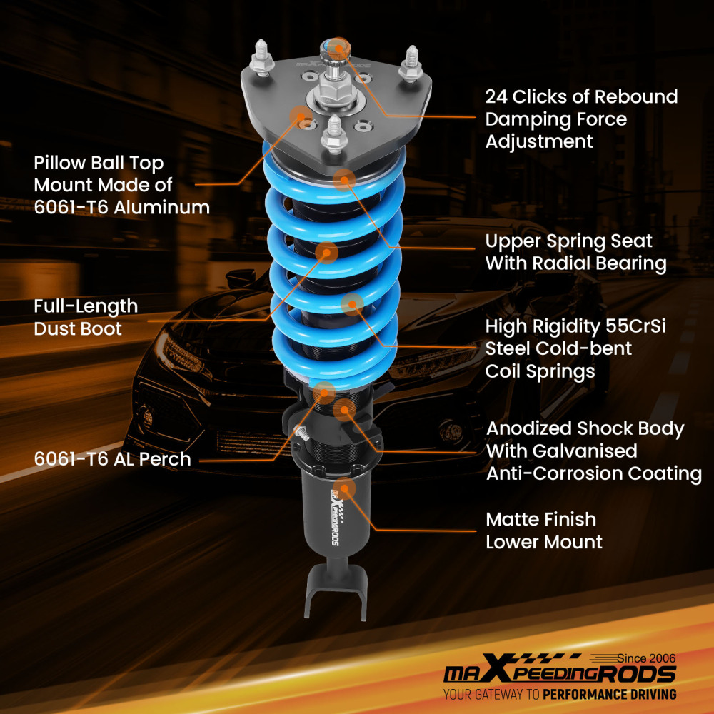 24 Damping Levels Coilovers compatible for Nissan 350Z Coupe Z33 03-08 compatible for Infiniti G35 Sedan Lowering Kit