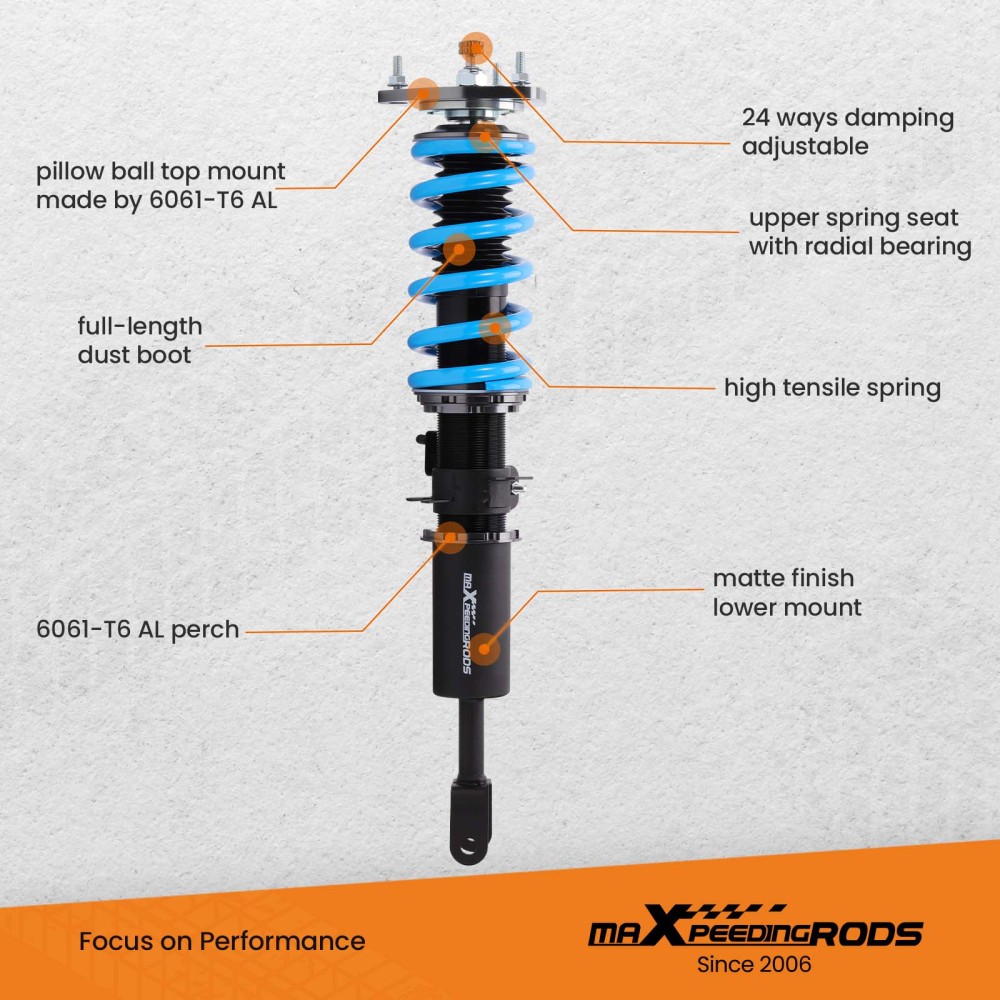 MAXPEEDINGRODS 24 WAY ADJUSTABLE COILOVERS FORNISSAN 350Z Z33 03-08 lowering kit