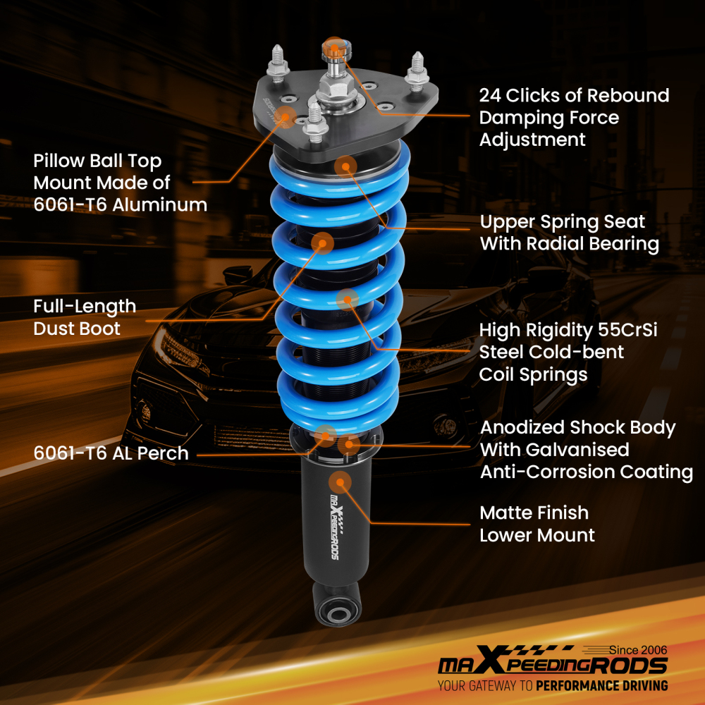 Coilover Suspension Kit compatible for Nissan 370Z Z34 2009-2016 Shock Absorber Coil Spring