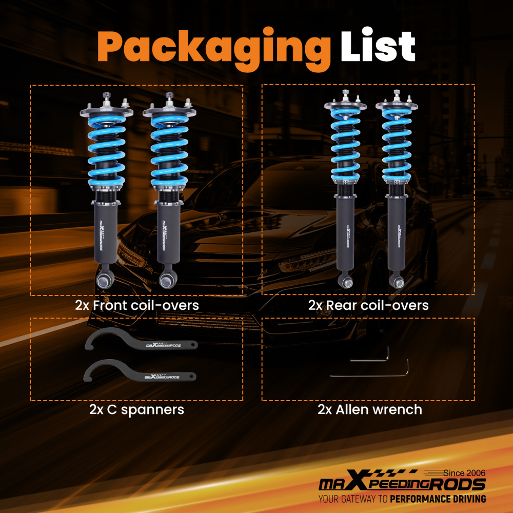 Maxpeedingrods COT6 Street Coilovers Lowering Kits compatible for Nissan Skyline GTST R33