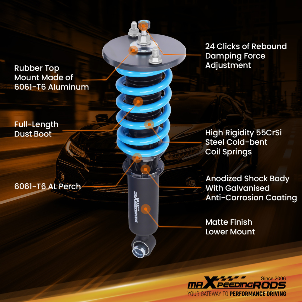 Maxpeedingrods COT6 Street Coilovers Lowering Kits compatible for Nissan Skyline GTST R33