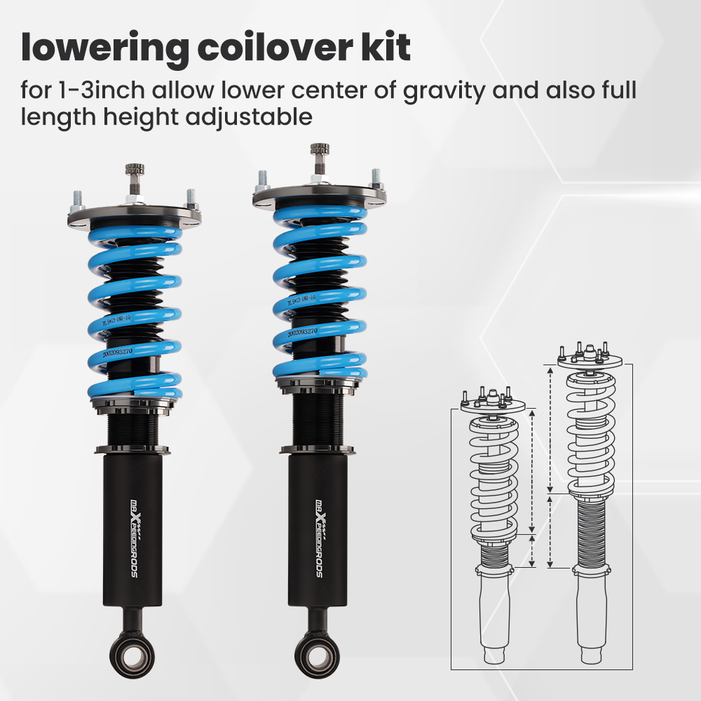 24 ways dampening adjustable Coilovers Suspension Kit Compatible for Nissan Skyline R33 GTS GTST 1993-1998 Lowering Kit