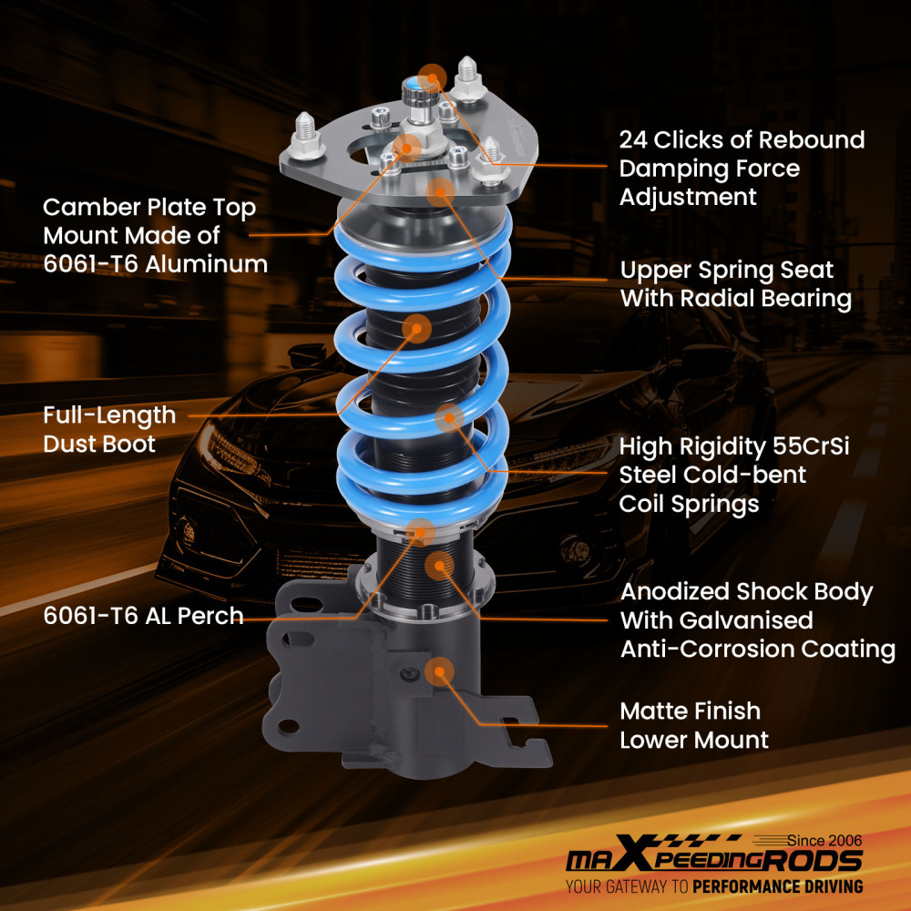 MaXpeedingrods COT6 Coilovers Struts Kit compatible for Nissan S13 Silva 240SX Coil Shocks