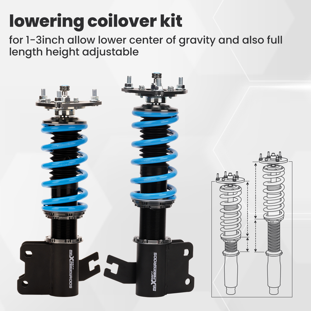 Kit Coilover regolabili in altezza e smorzamento compatibili compatibile per Nissan S13 200SX Europa/Nuova Zelanda mercato 89-94 Lowering Kit