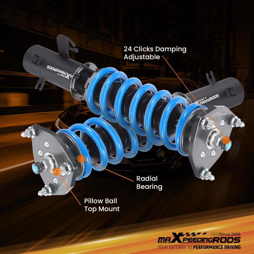 24 Ways Dampening Adjustable Coilovers Kit compatible for Nissan X-Trail T30 2001-2007 Lowering Kit