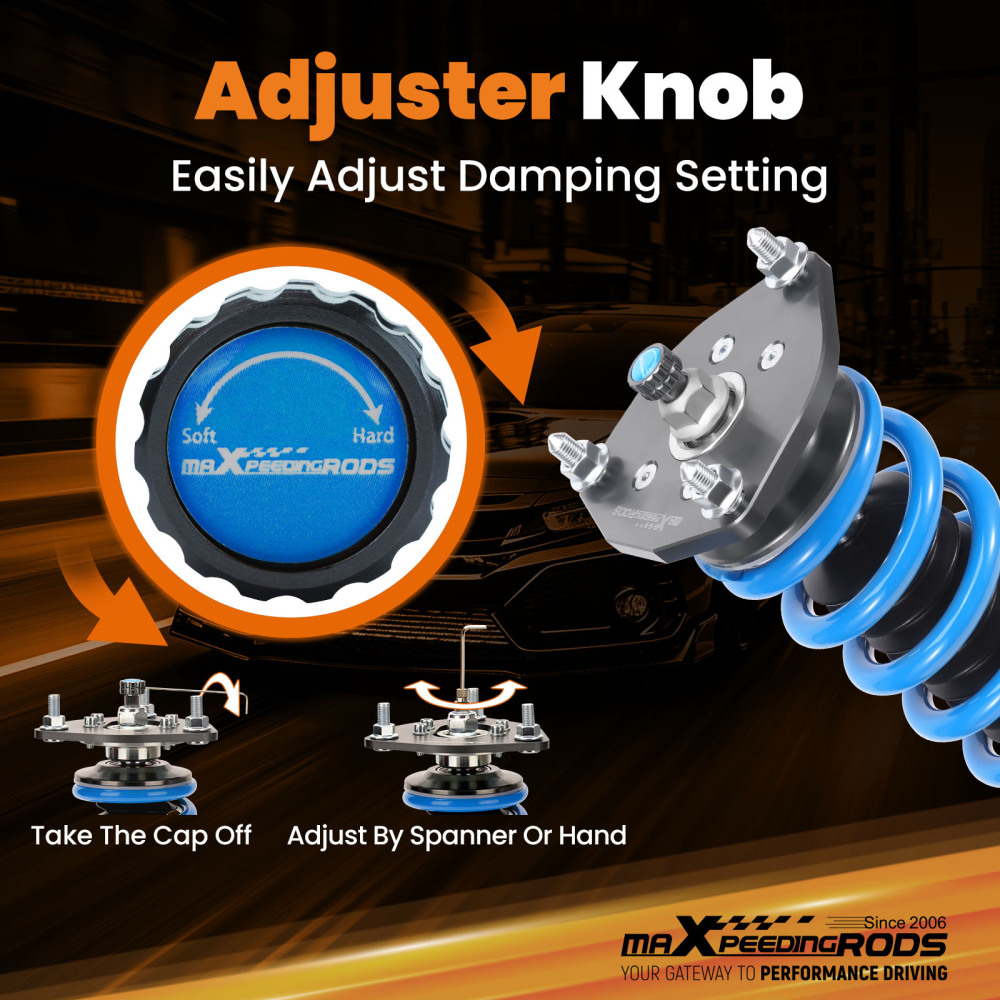 24 Ways Dampening Adjustable Coilovers Kit compatible for Nissan X-Trail T30 2001-2007 Lowering Kit