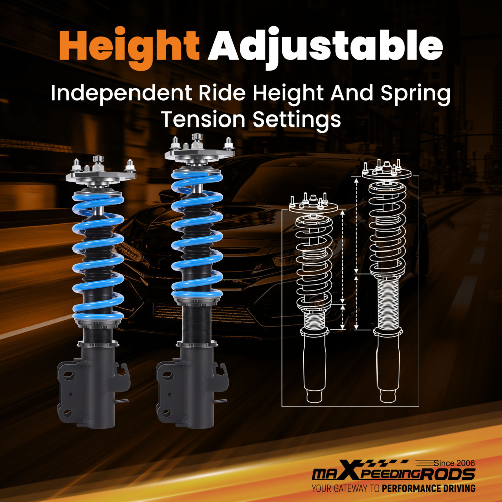 24 Ways Dampening Adjustable Coilovers Kit compatible for Nissan X-Trail T30 2001-2007 Lowering Kit