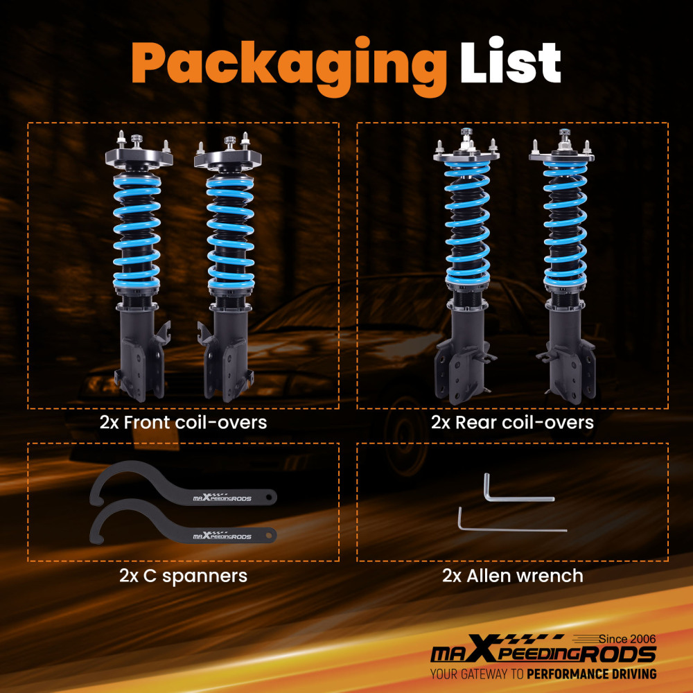 MaXpeedingrods 24 Way Adjustable Coilover Lower Kit compatible for Nissan Sentra B13 91-94