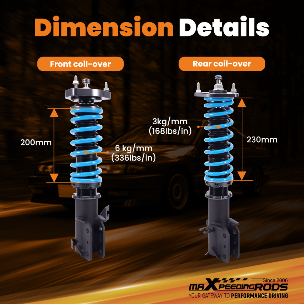 MaXpeedingrods 24 Way Adjustable Coilover Lower Kit compatible for Nissan Sentra B13 91-94