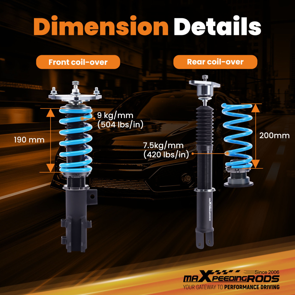 Compatible for Kia Optima 2011-2015 MaXpeedingrods T6 Coilover 24 Level Damper Lowering Kit
