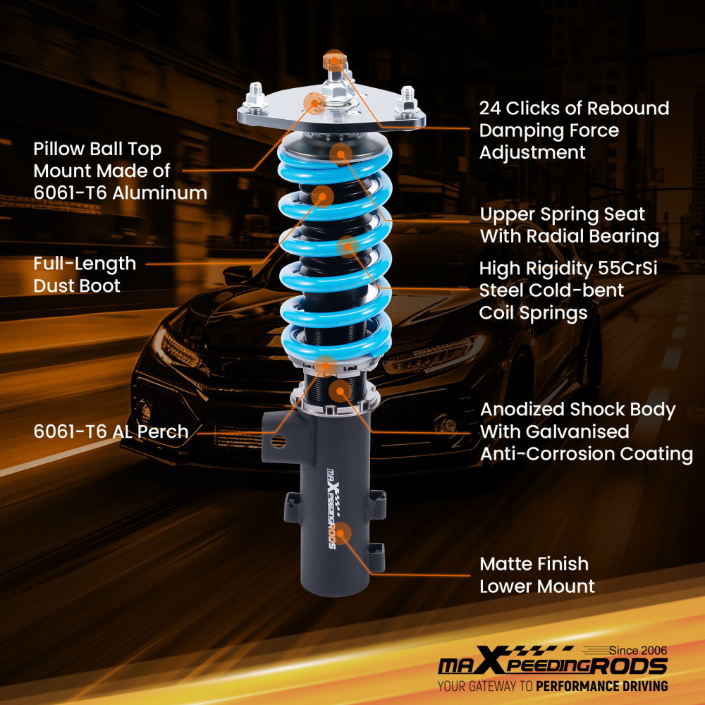 Compatible for Kia Optima 2011-2015 MaXpeedingrods T6 Coilover 24 Level Damper Lowering Kit