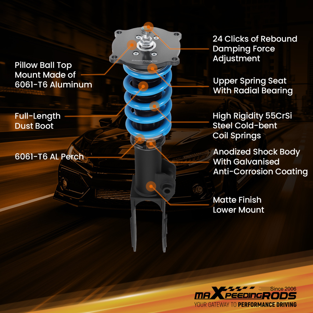 Compatible for Porsche Cayenne 02-10 MaXpeedingrods Coilovers Lowering Kit w/ 24-way Damper