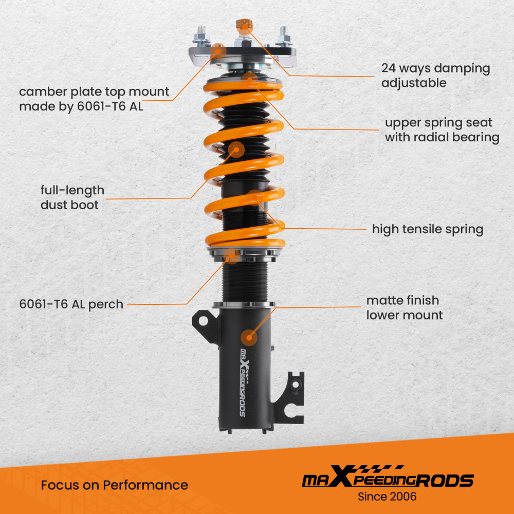  Compatible for Mazda speed Protege 1999-2003 MaXpeedingrods COT6 Coilovers Shocks Springs Lowering Kit
