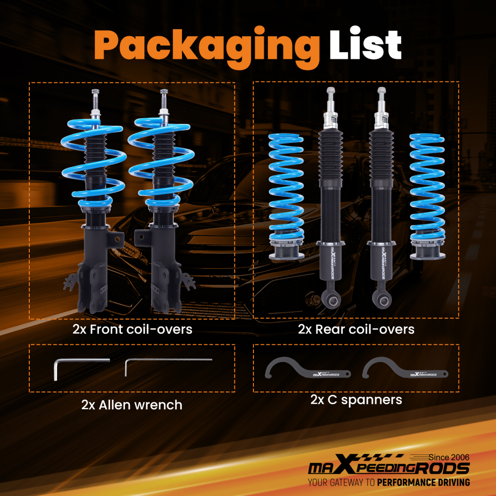 24 Level Damper Coilovers Lowering Suspension Coils compatible for Toyota RAV4 2019-2024