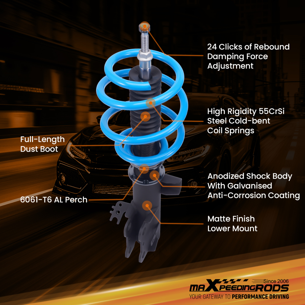 24 Level Damper Coilovers Lowering Suspension Coils compatible for Toyota RAV4 2019-2024