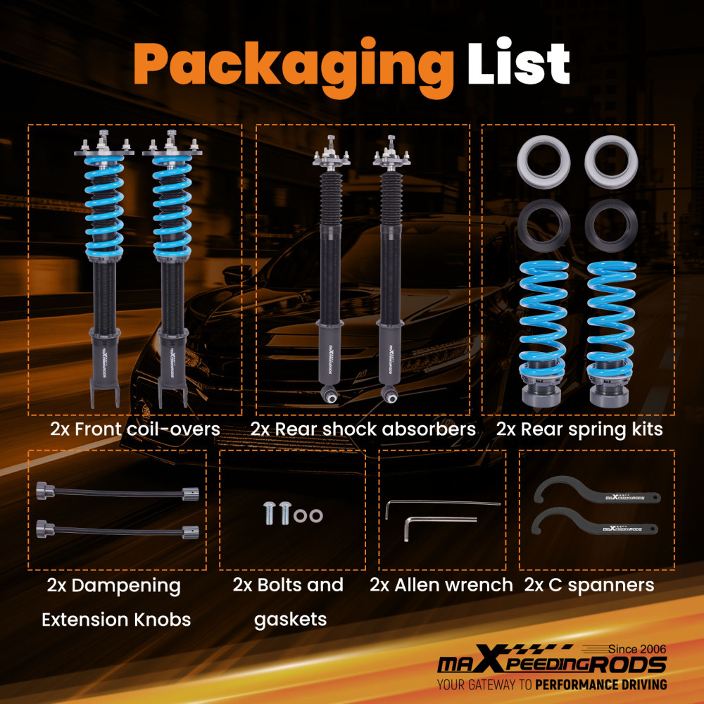 MaXpeedingrods 24 Way Adjustable Coilovers Kit compatible for Lexus RC200t RC300 RWD 15-20