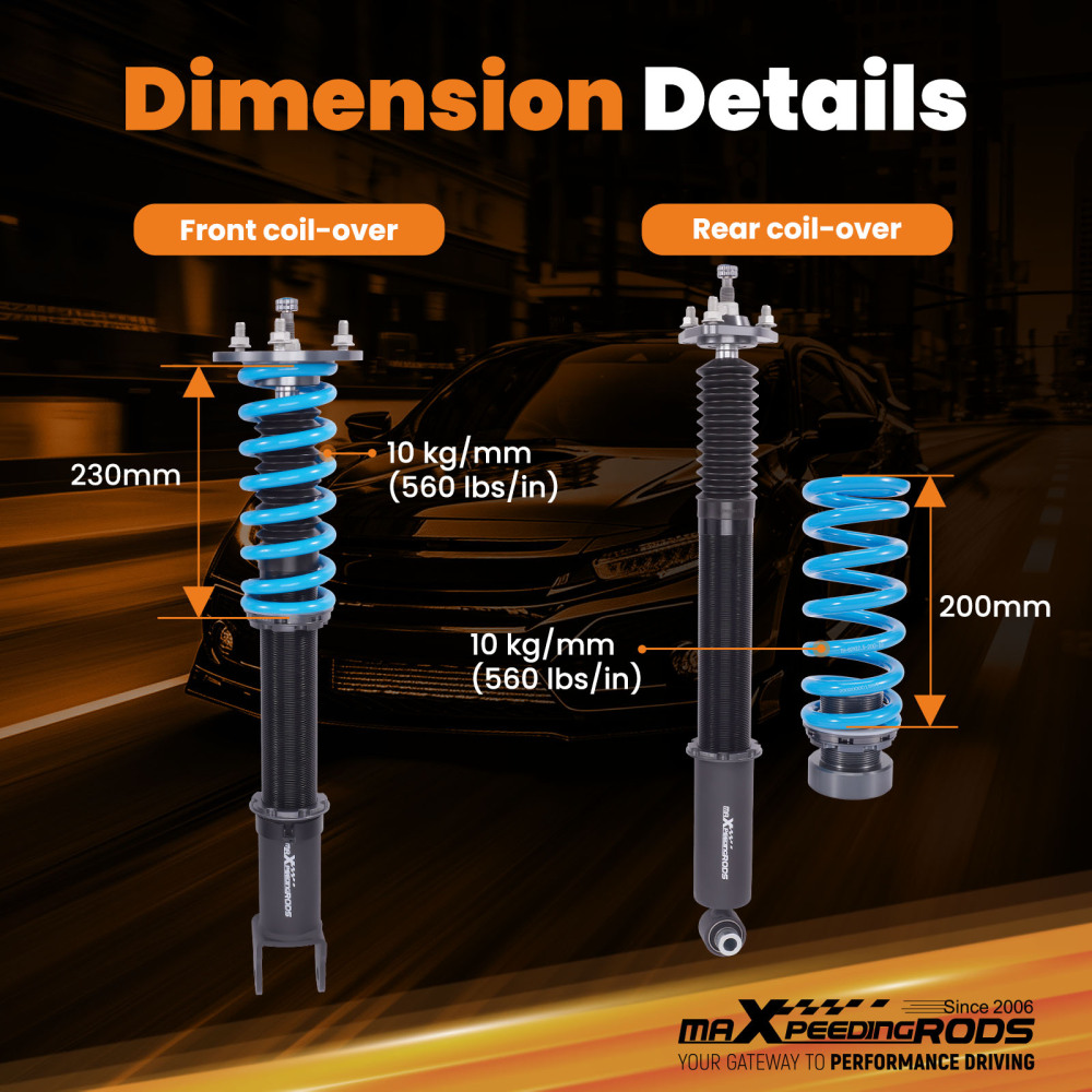 MaXpeedingrods 24 Way Adjustable Coilovers Kit compatible for Lexus RC200t RC300 RWD 15-20