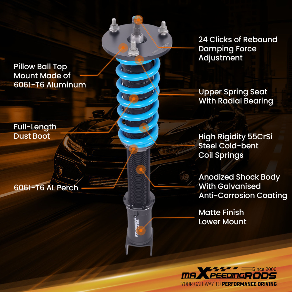 MaXpeedingrods 24 Way Adjustable Coilovers Kit compatible for Lexus RC200t RC300 RWD 15-20