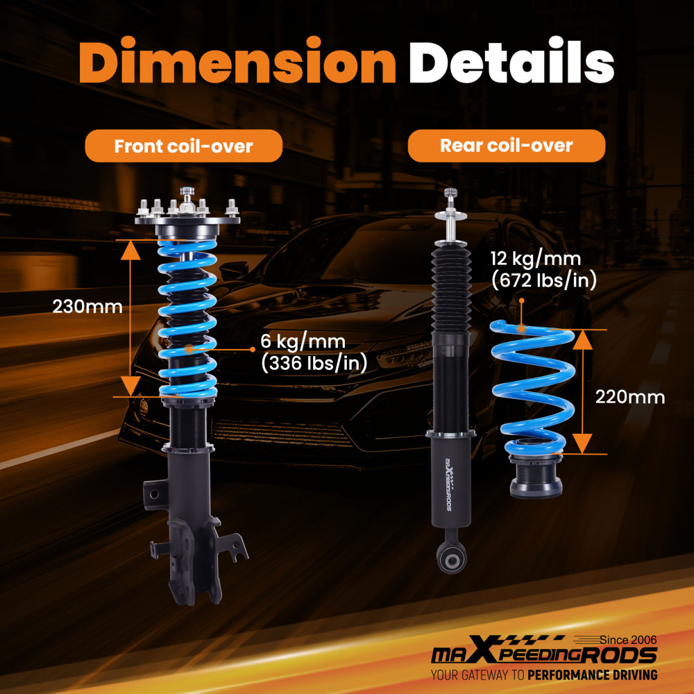 MaXpeedingrods T6 Coilover 24 Ways Damper Adjustable compatible for Acura RDX 2007-2012