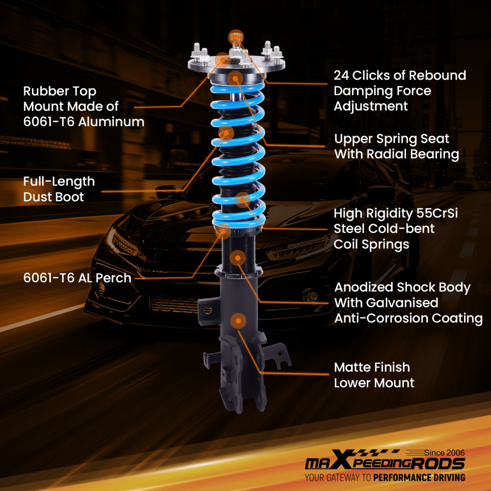 MaXpeedingrods T6 Coilover 24 Ways Damper Adjustable compatible for Acura RDX 2007-2012