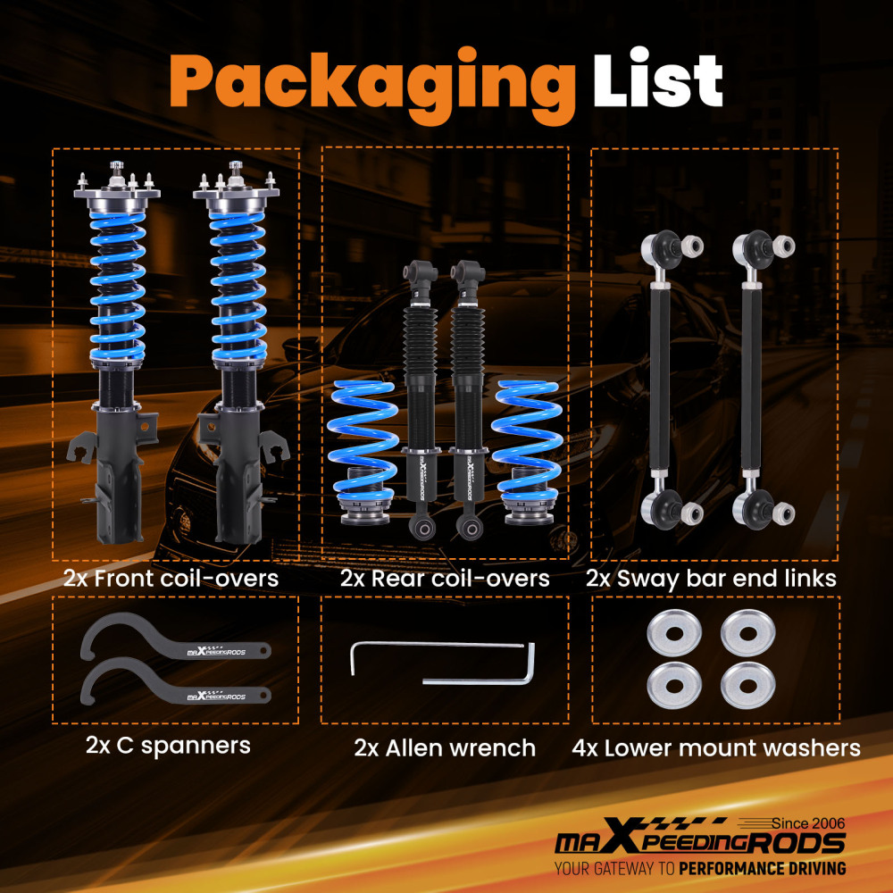 MaXpeedingrods T6 Coilover 24 Step Damper Adjustable compatible for Nissan Rogue AWD 08-15