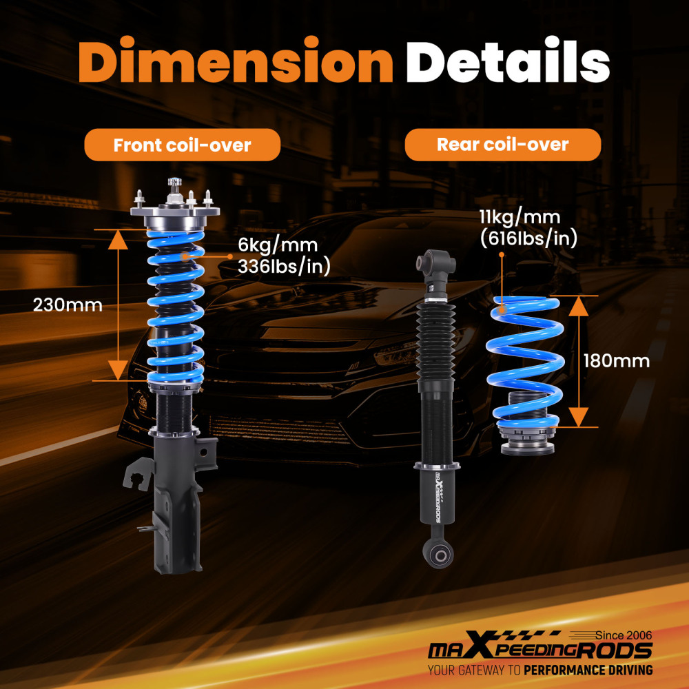 MaXpeedingrods T6 Coilover 24 Step Damper Adjustable compatible for Nissan Rogue AWD 08-15