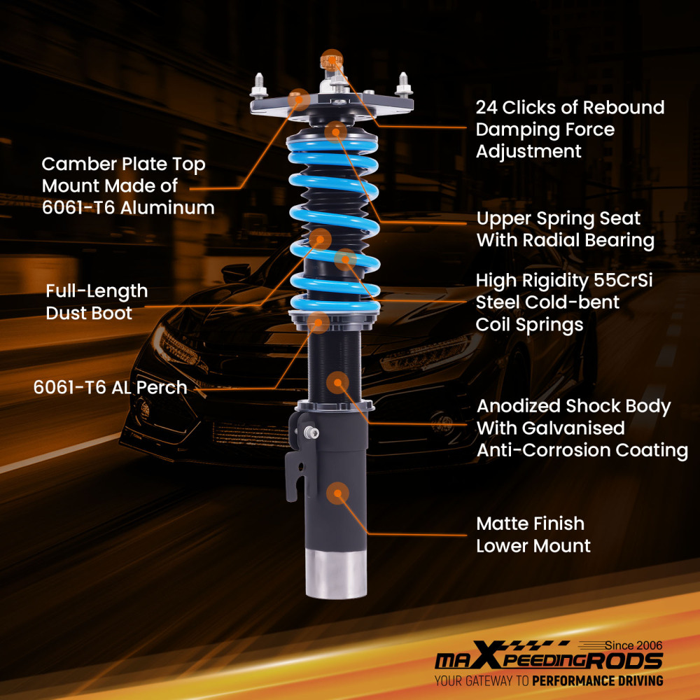 MaXpeedingrods Coilover 24 Way Damper Suspension Kit ForMazda RX-7 1979-1985