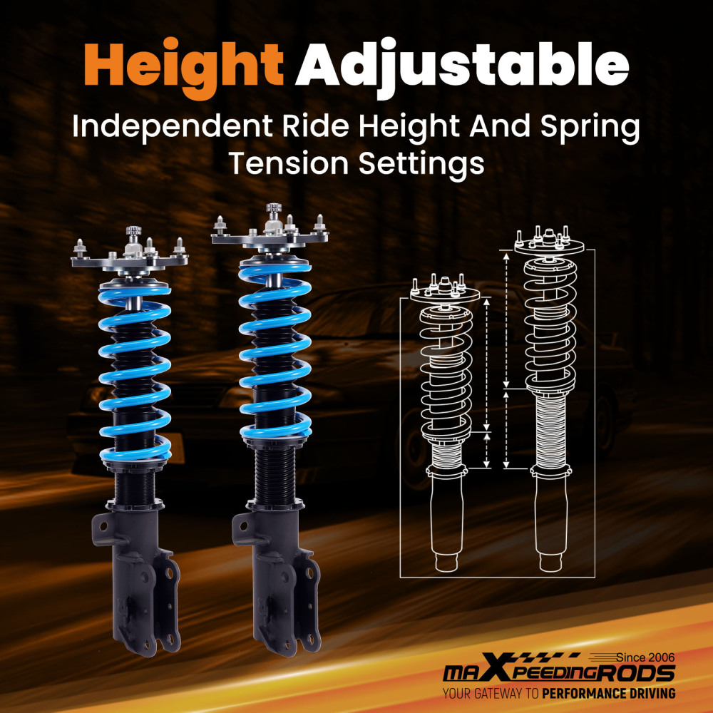 MaXpeedingrods T6 Coilover 24 Step Adjustable Struts compatible for Volvo S60 2001-2009